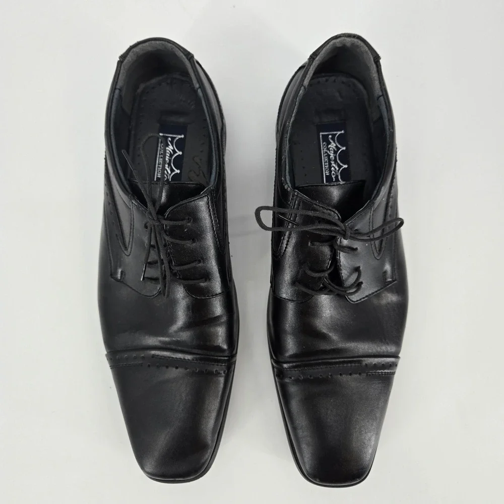 Men's Black Cap Toe Dress Shoes Oxford Lace Up Size 13 Majestic Collection